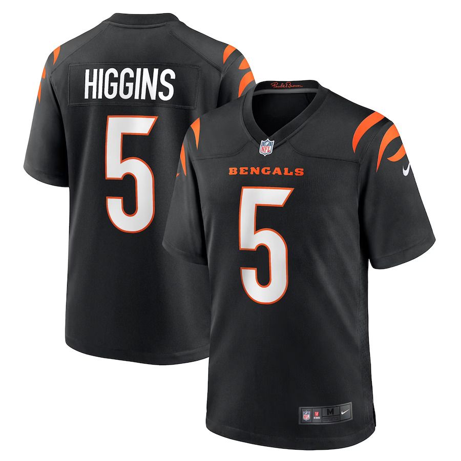 Men Cincinnati Bengals #5 Tee Higgins Nike Black Game Player NFL Jersey->women nfl jersey->Women Jersey